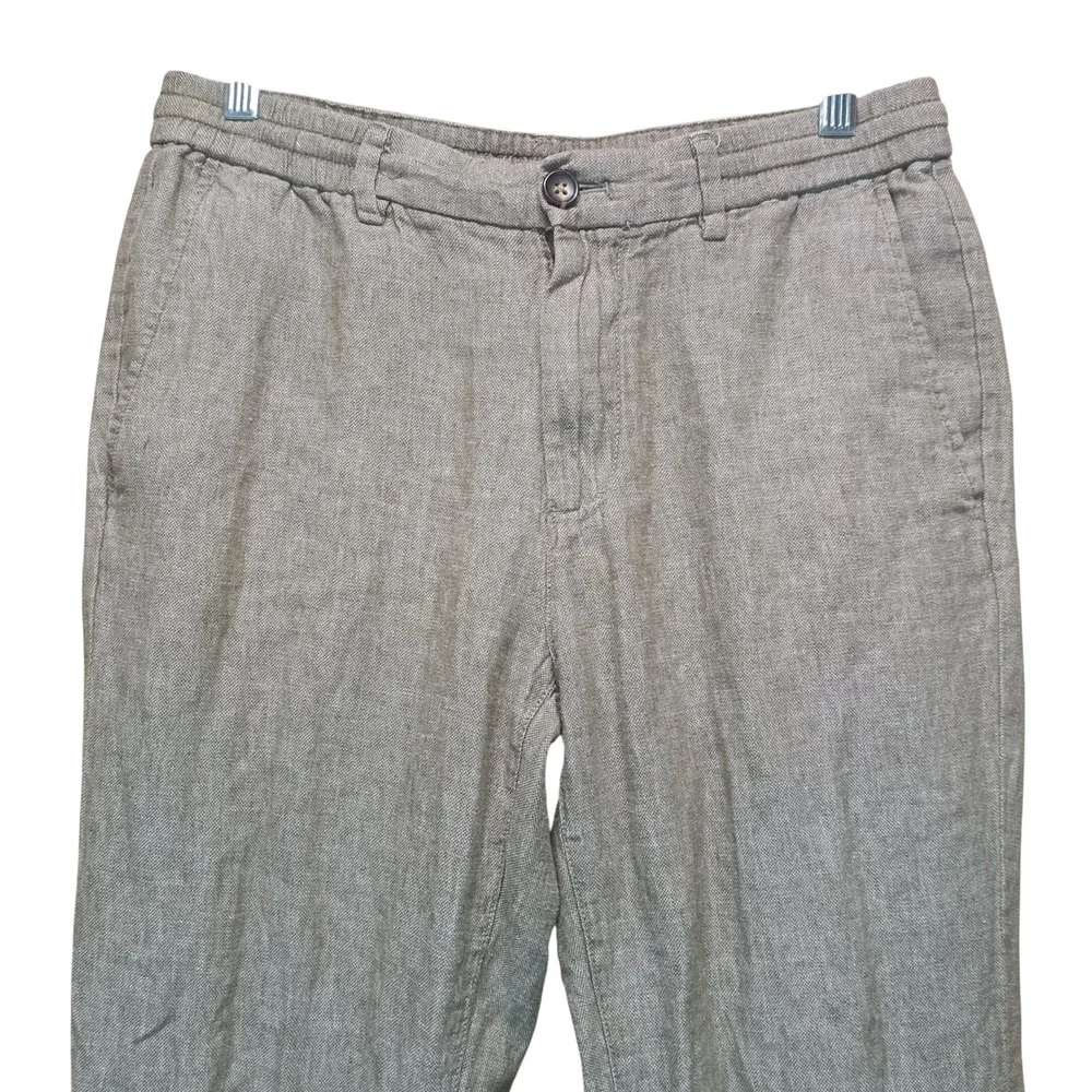 Banana Republic Mason Athletic Tapered Green Linen Blend Pants Men 32x32 (32x26)